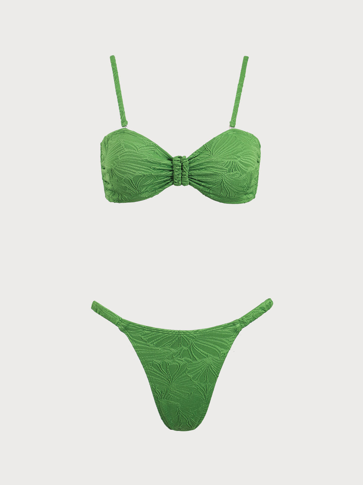 Green Textured Knot Bikini Set