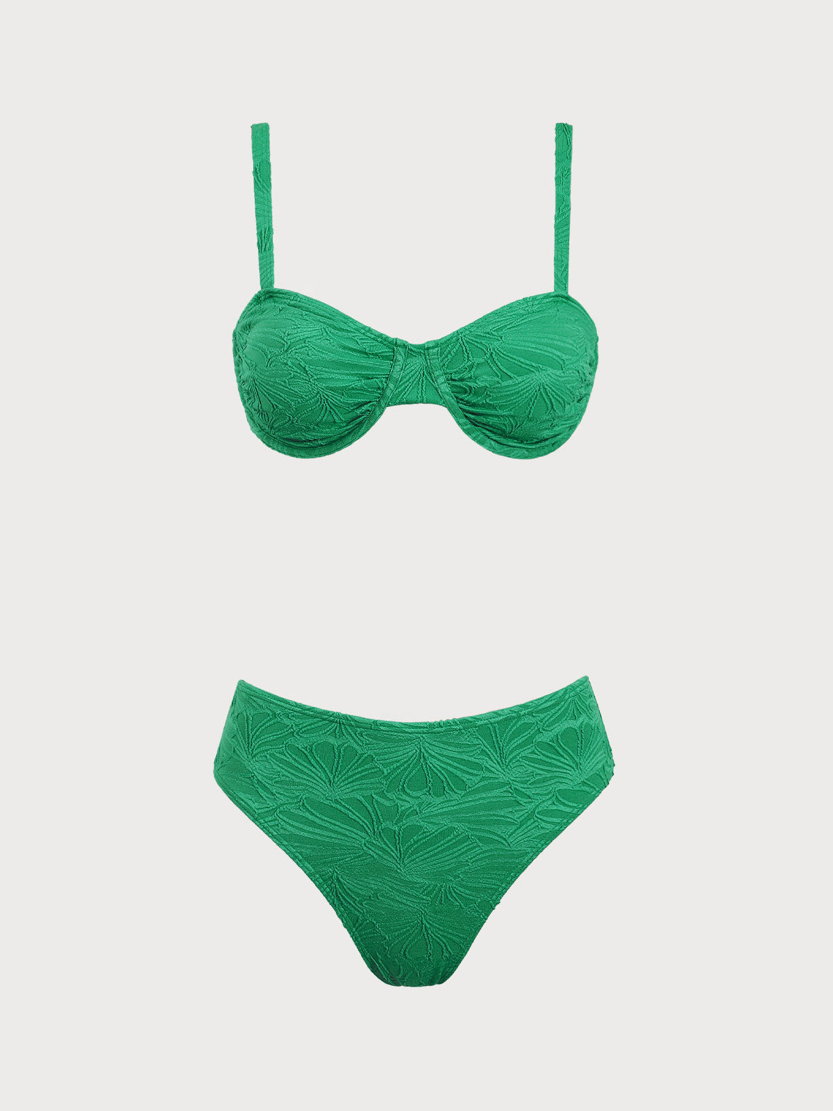 Green Textured Underwire Bikini Set