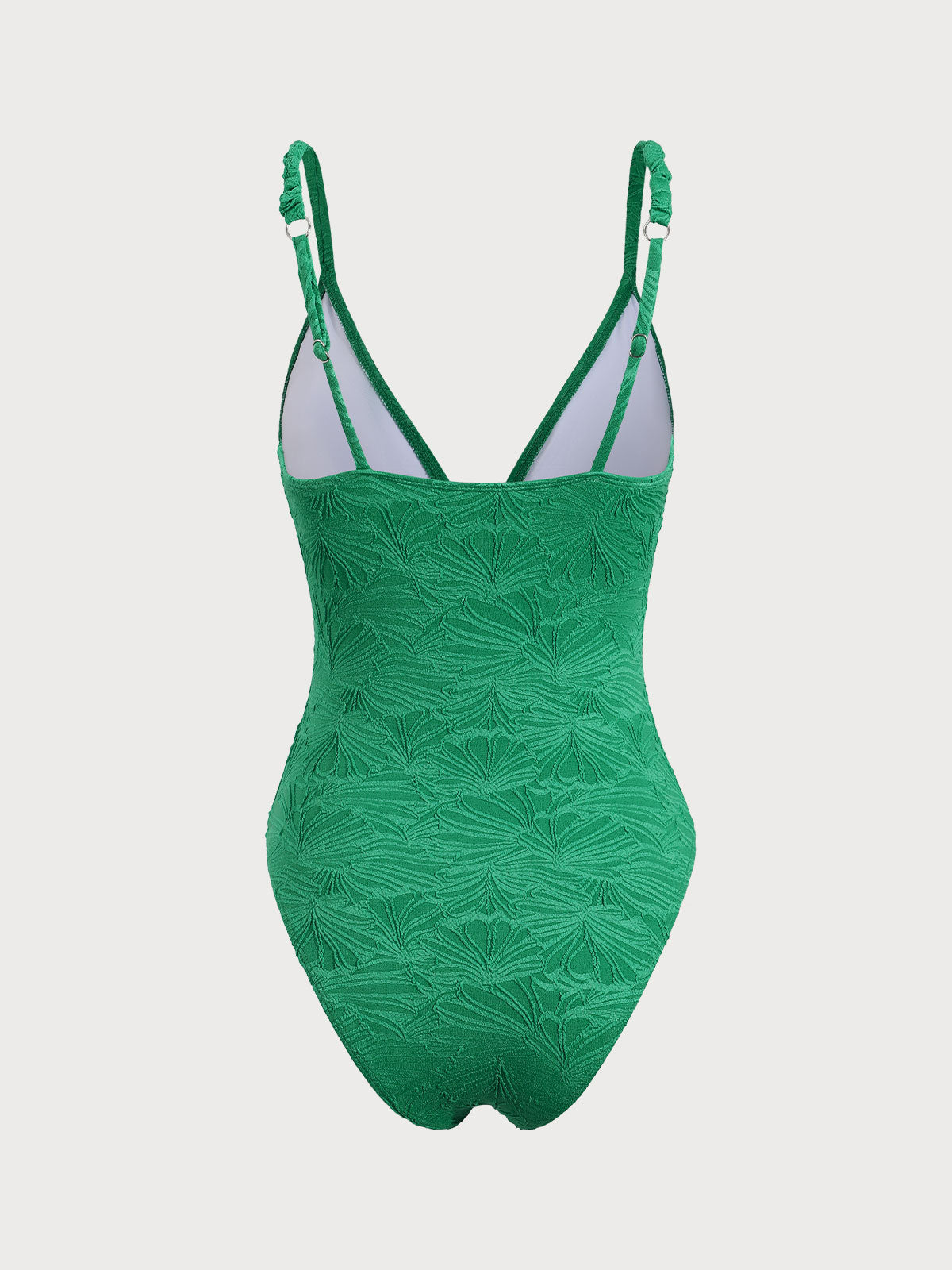 Green V-Neck Cutout One-Piece Swimsuit