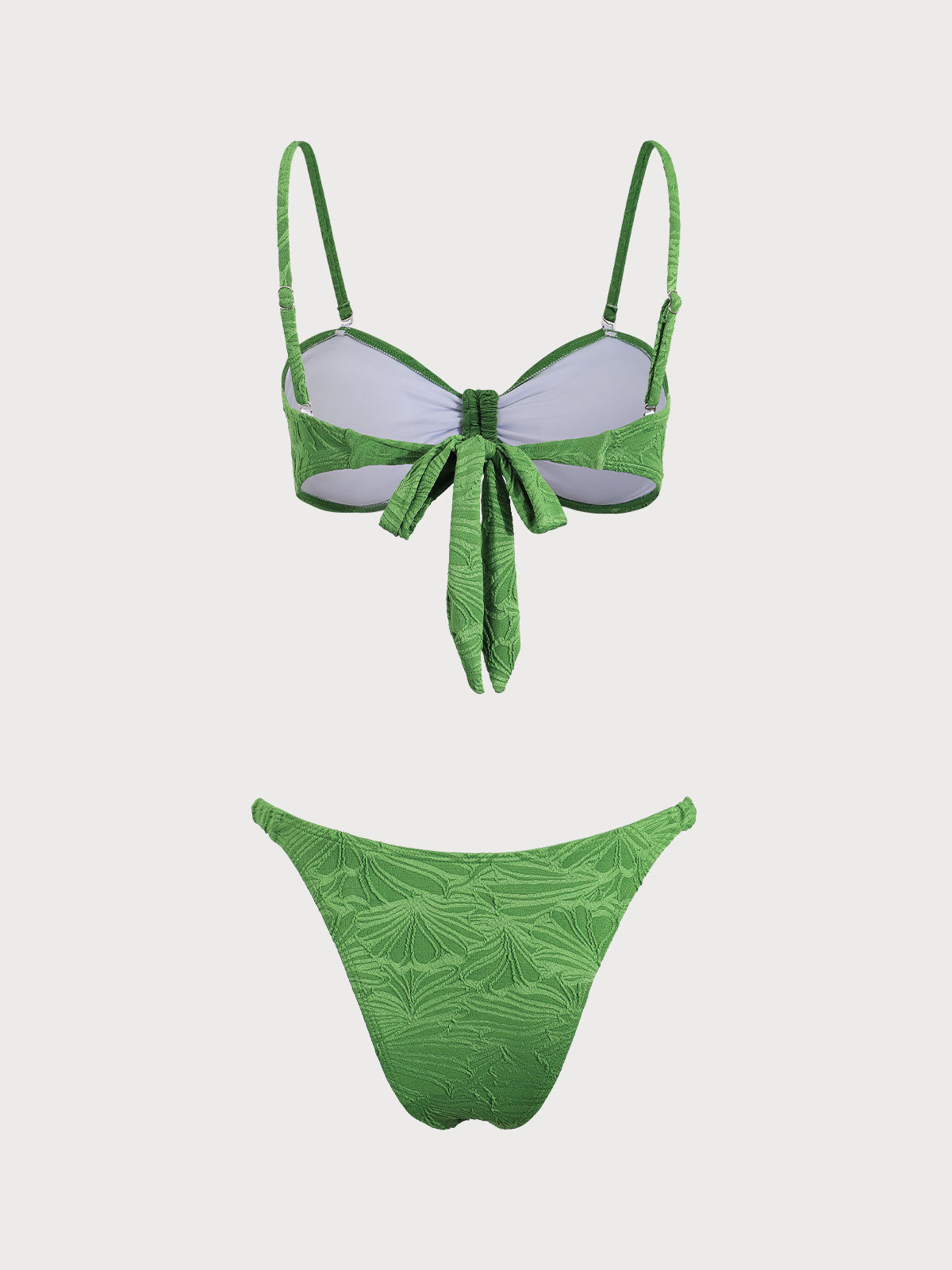 Green Textured Knot Bikini Set