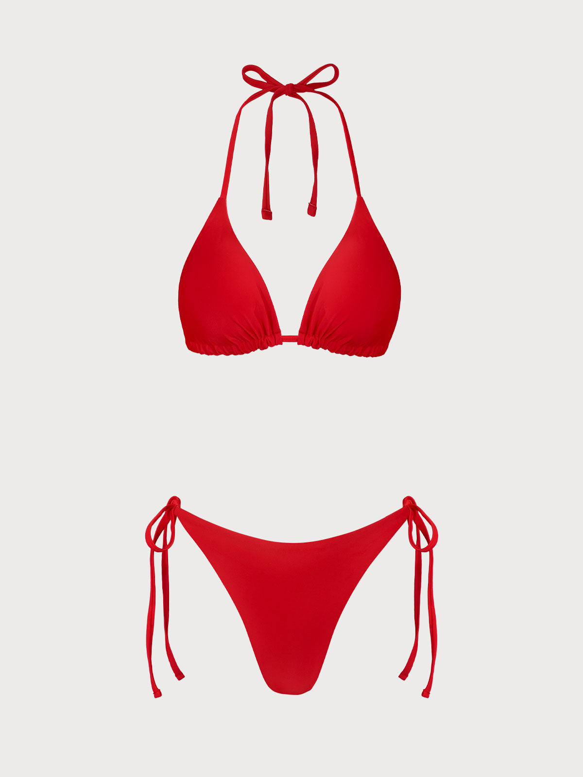 Red Floral Reversible Triangle Bikini Set