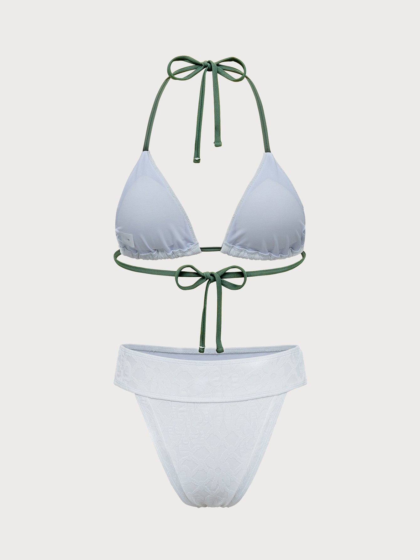 White Contrasting Halter Bikini Set