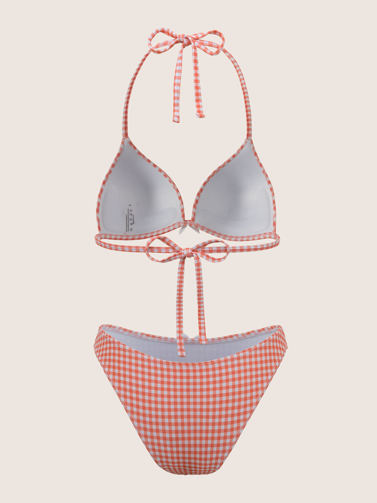 Polyester Check Bow Bikini Set For Women Bikinis - SAMIOLSWIM