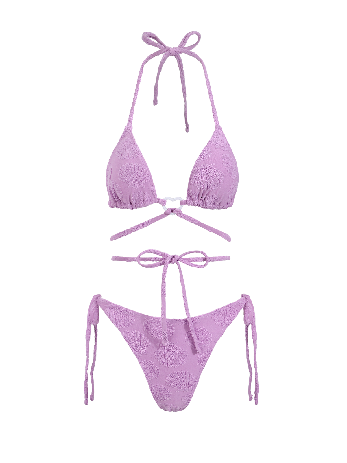 Polyester Knitted Jacquard Hoop Cross-Tie Bikini Set Bikinis - SAMIOLSWIM