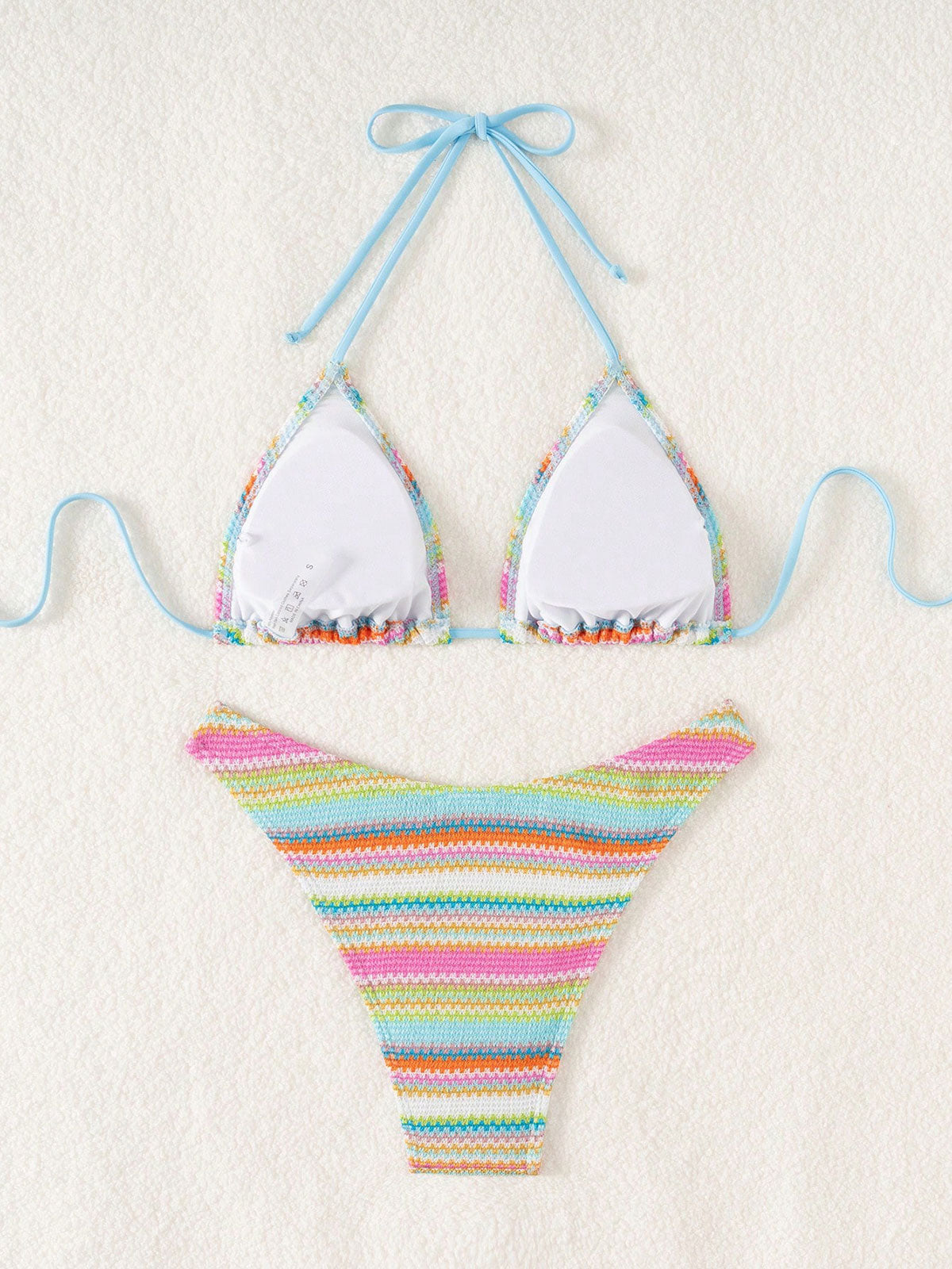 Polyester Wide Rainbow Strip Bikini Set For Women Bikinis - SAMIOLSWIM