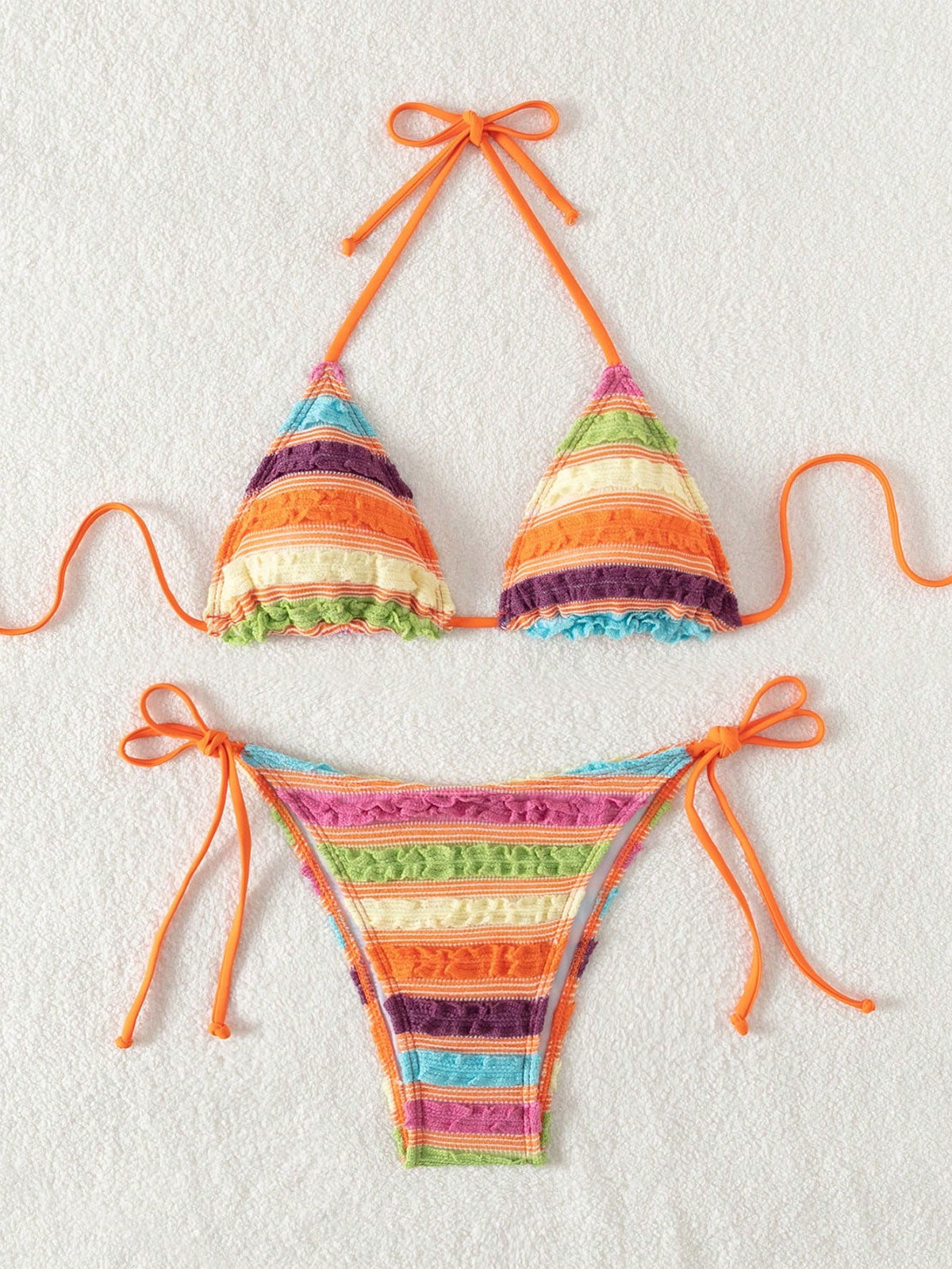 Rainbow Stripes Triangle Bikini Set Bikinis - SAMIOLSWIM