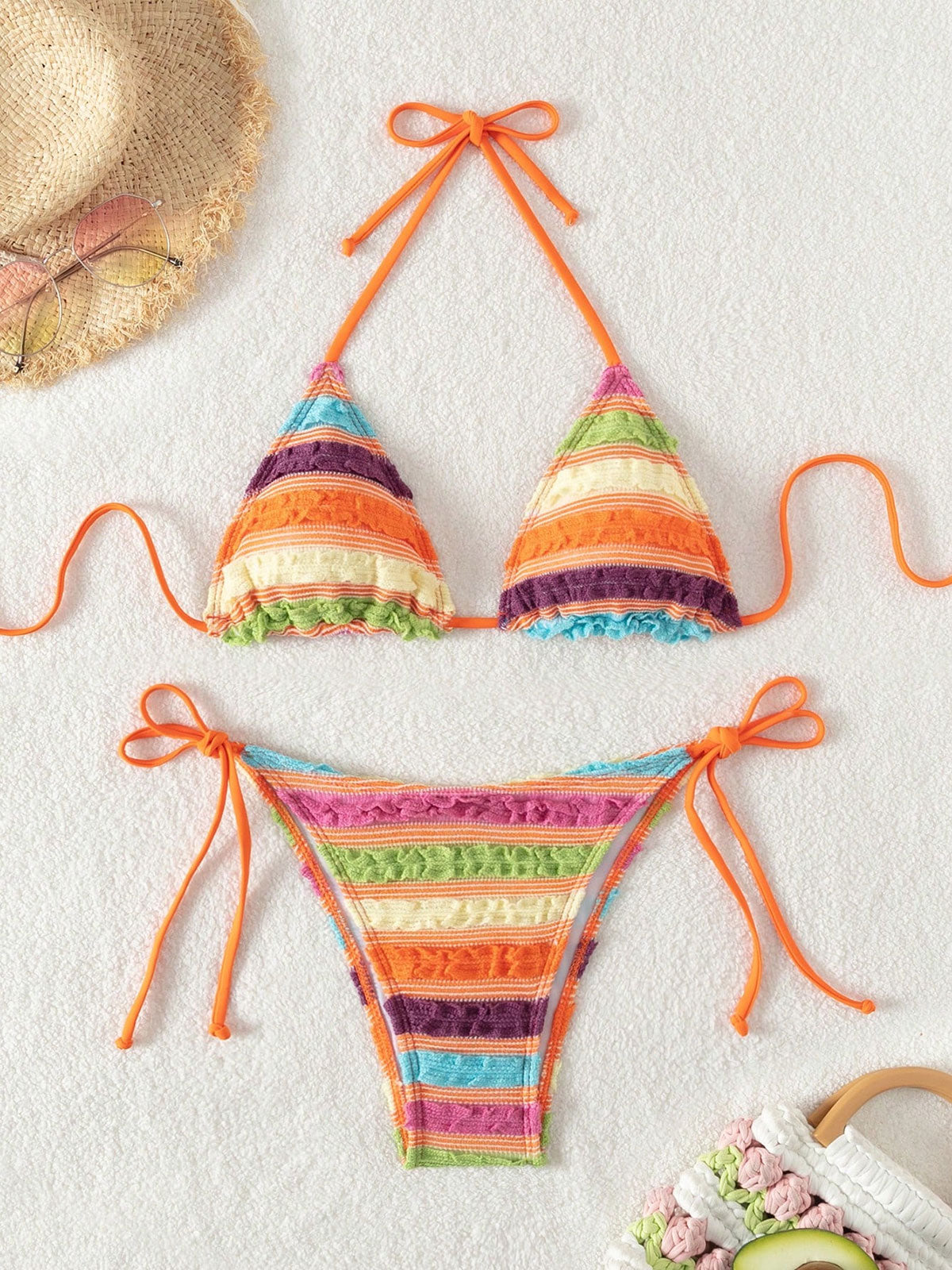 Rainbow Stripes Triangle Bikini Set Rainbow Stripes Bikinis - SAMIOLSWIM