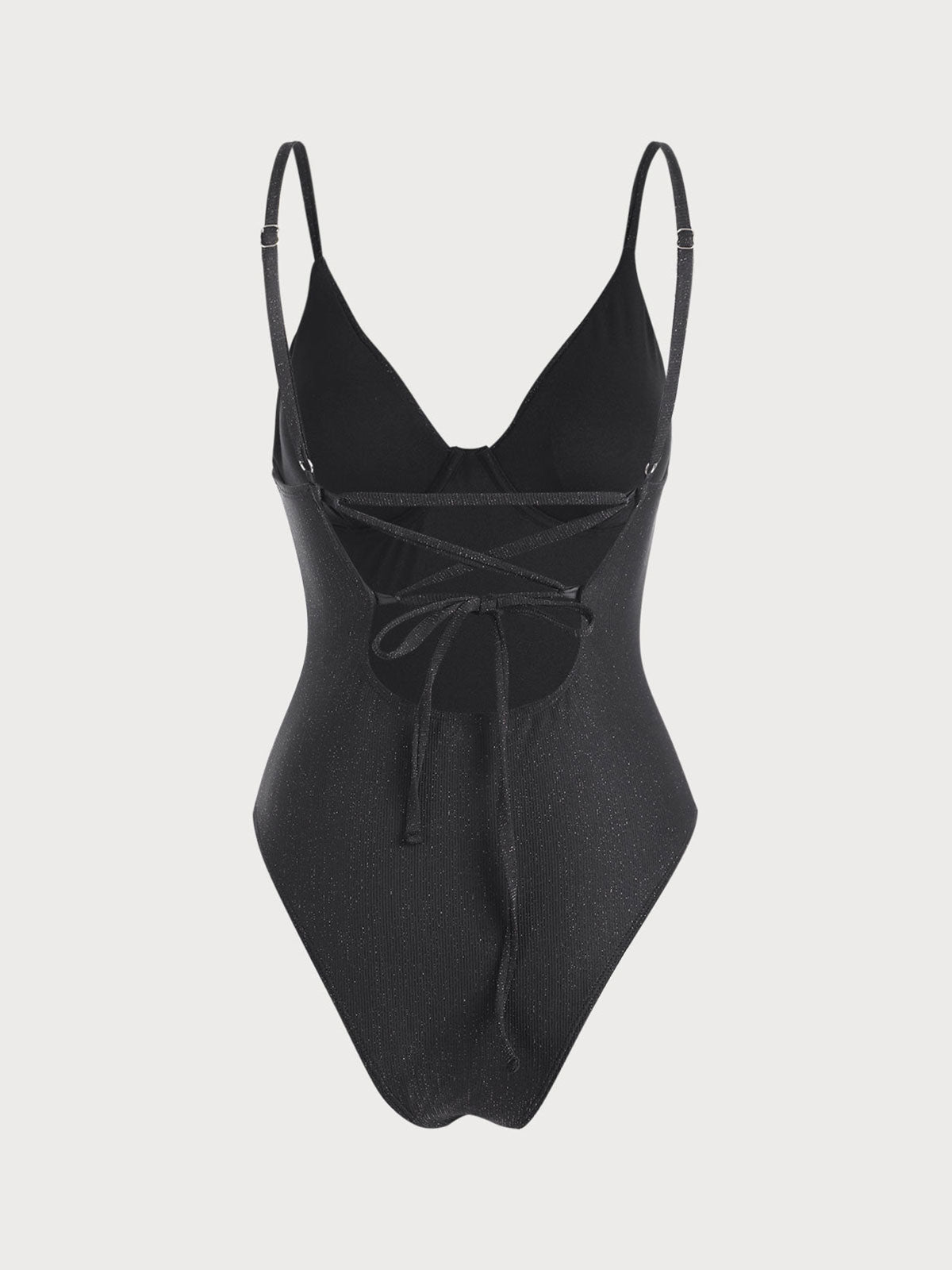 The Black V Neck Criss-Cross One-Piece Swimsuit One-Pieces - SAMIOLSWIM