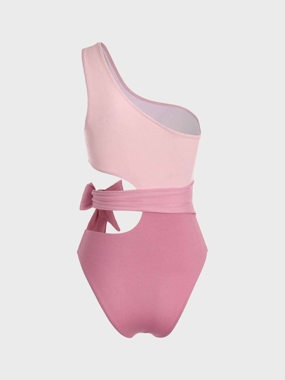 Pink One Shoulder Cutout One-Piece Swimsuit