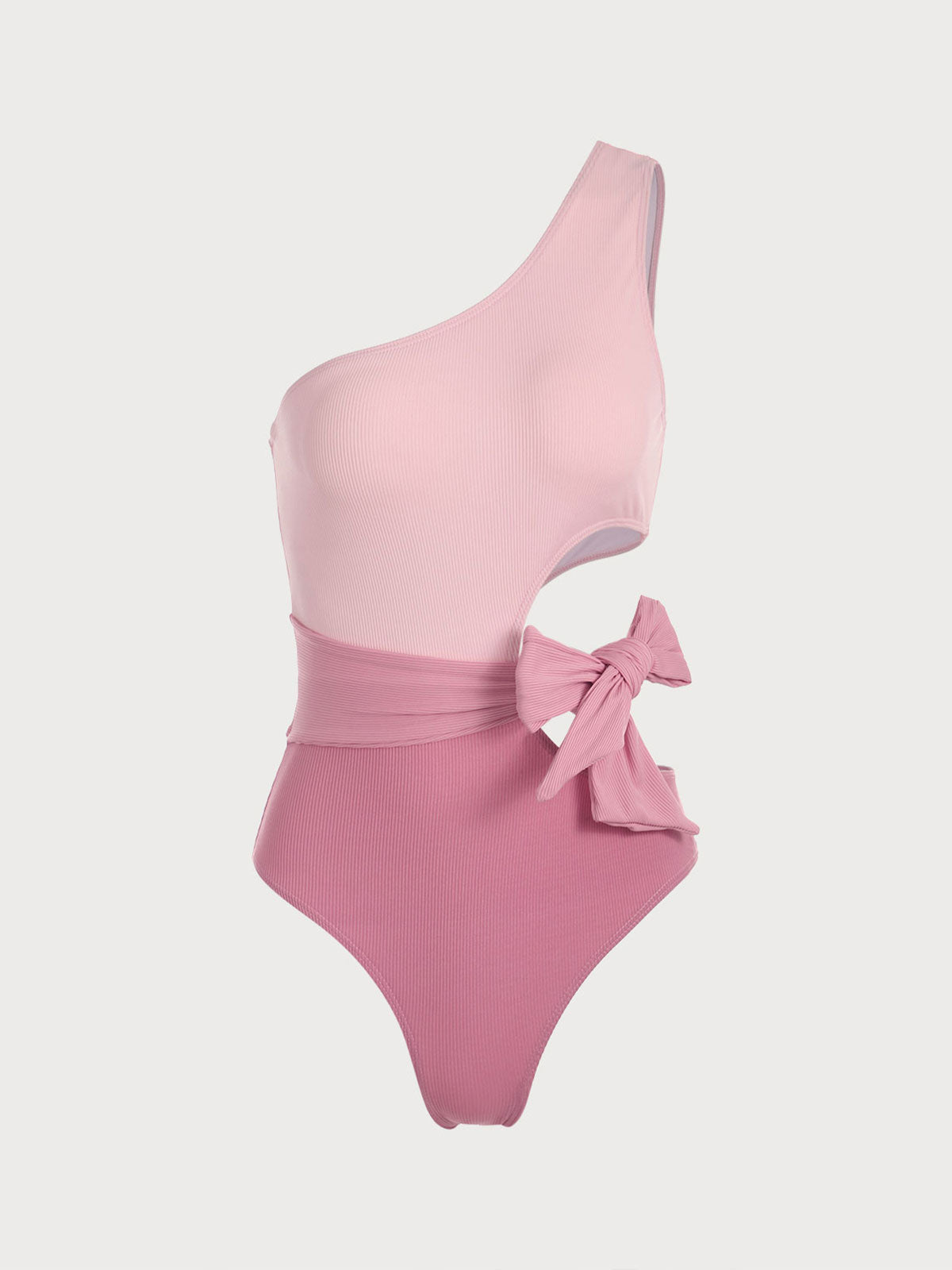 Pink One Shoulder Cutout One-Piece Swimsuit