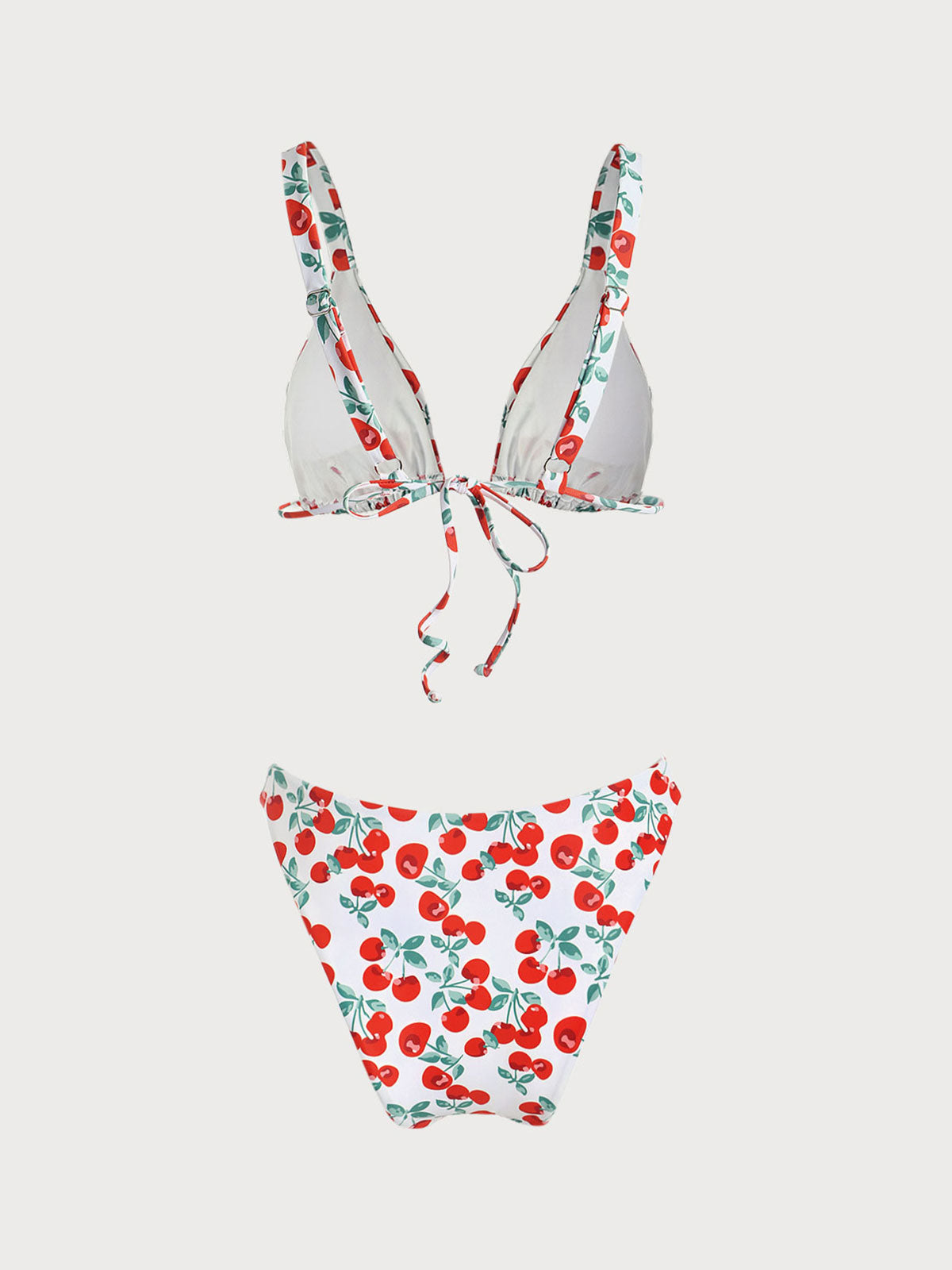 Red Cherry Print Triangle Bikini Set