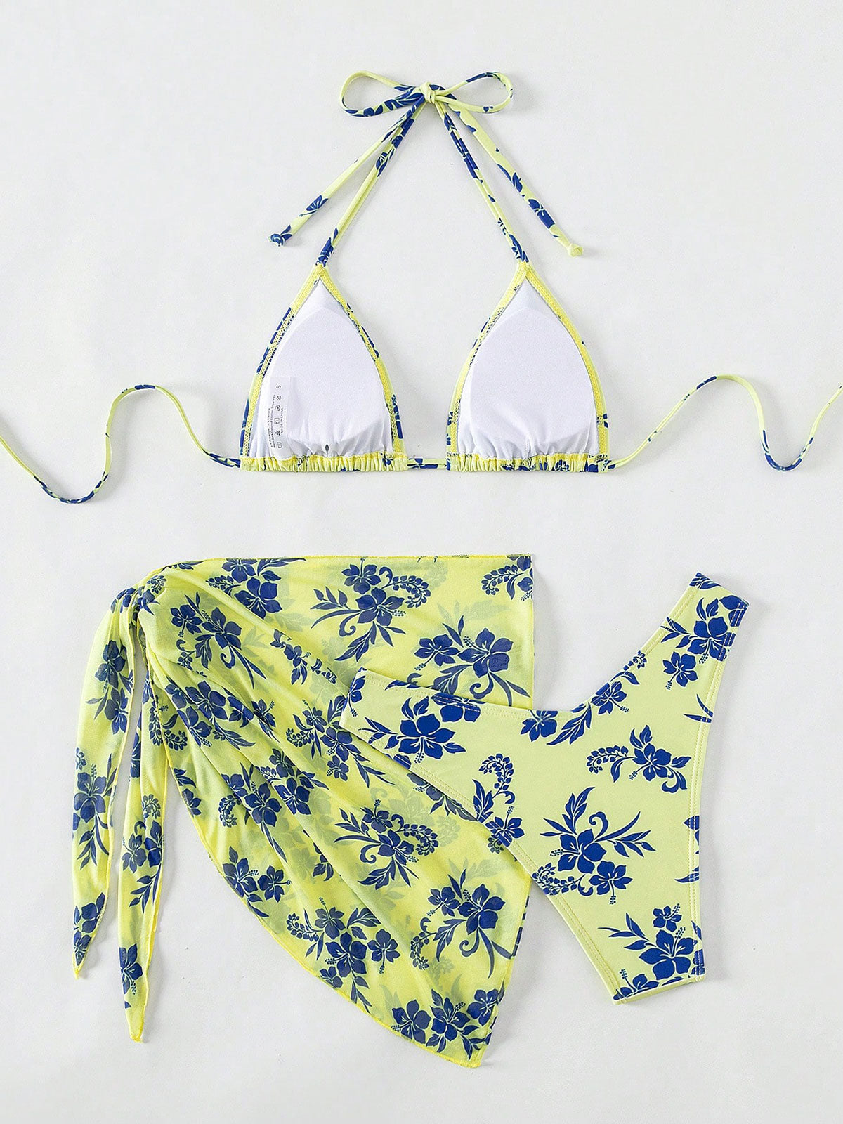 Three-Piece Polyester Two-Color Printed Bikini Set For Women Bikinis - SAMIOLSWIM