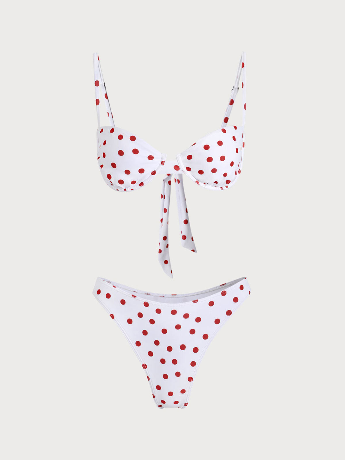 White Polka Dot Tie Back Bikini Sets