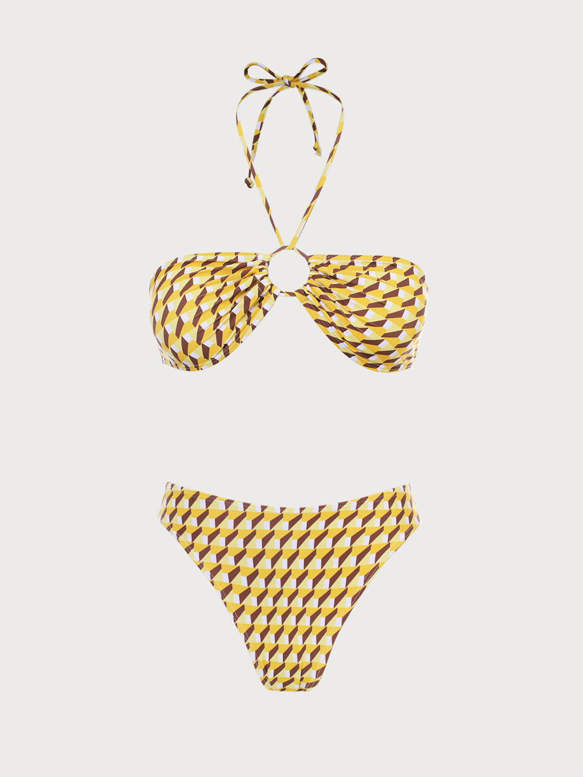 Women Knitted Polyester Bikini Sets Yellow Bikinis - SAMIOLSWIM