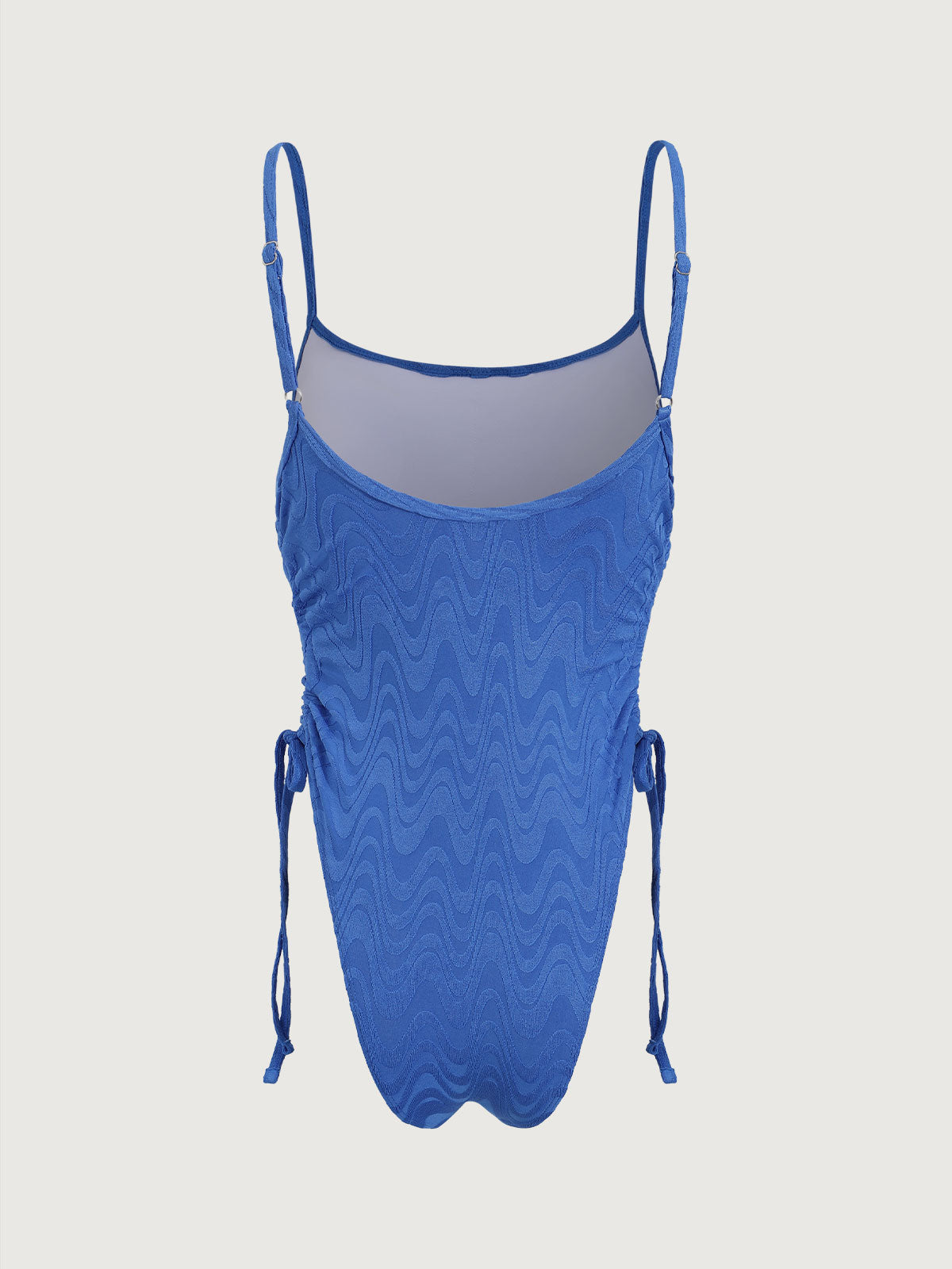 Blue Textured Ruched One-Piece Swimsuit