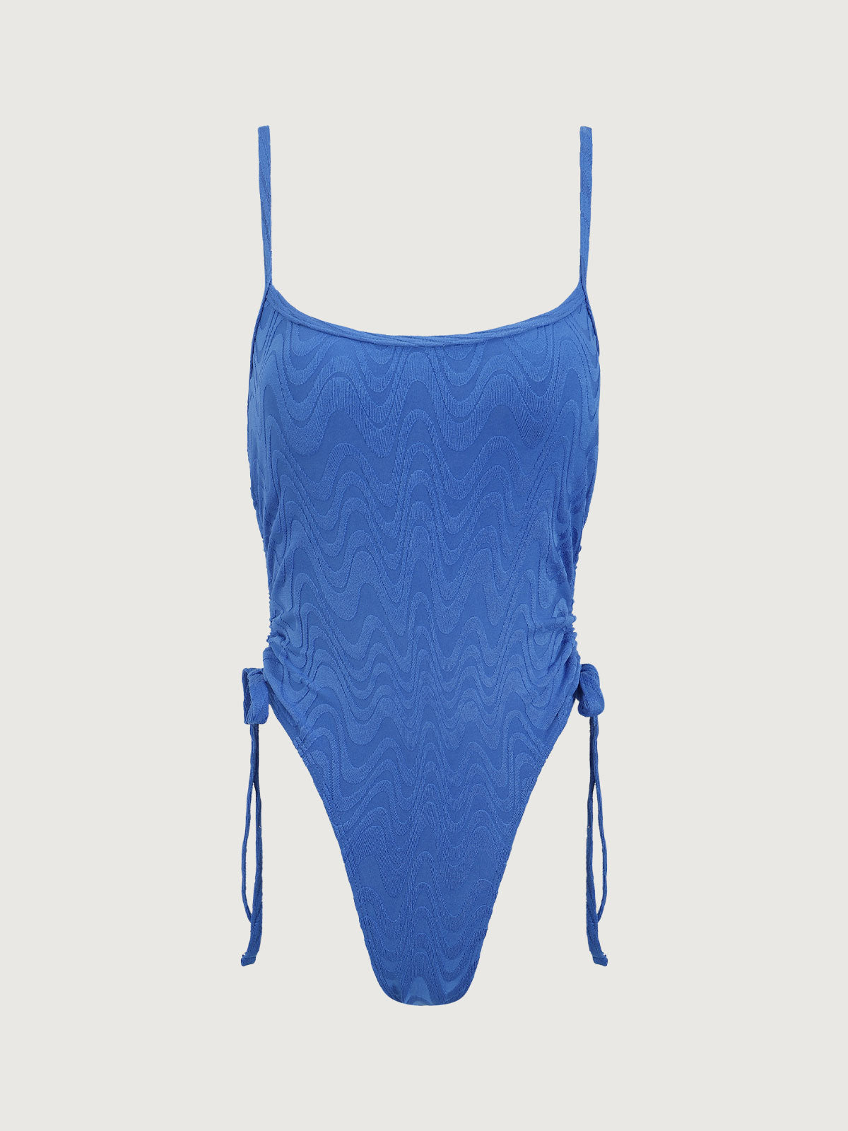 Blue Textured Ruched One-Piece Swimsuit