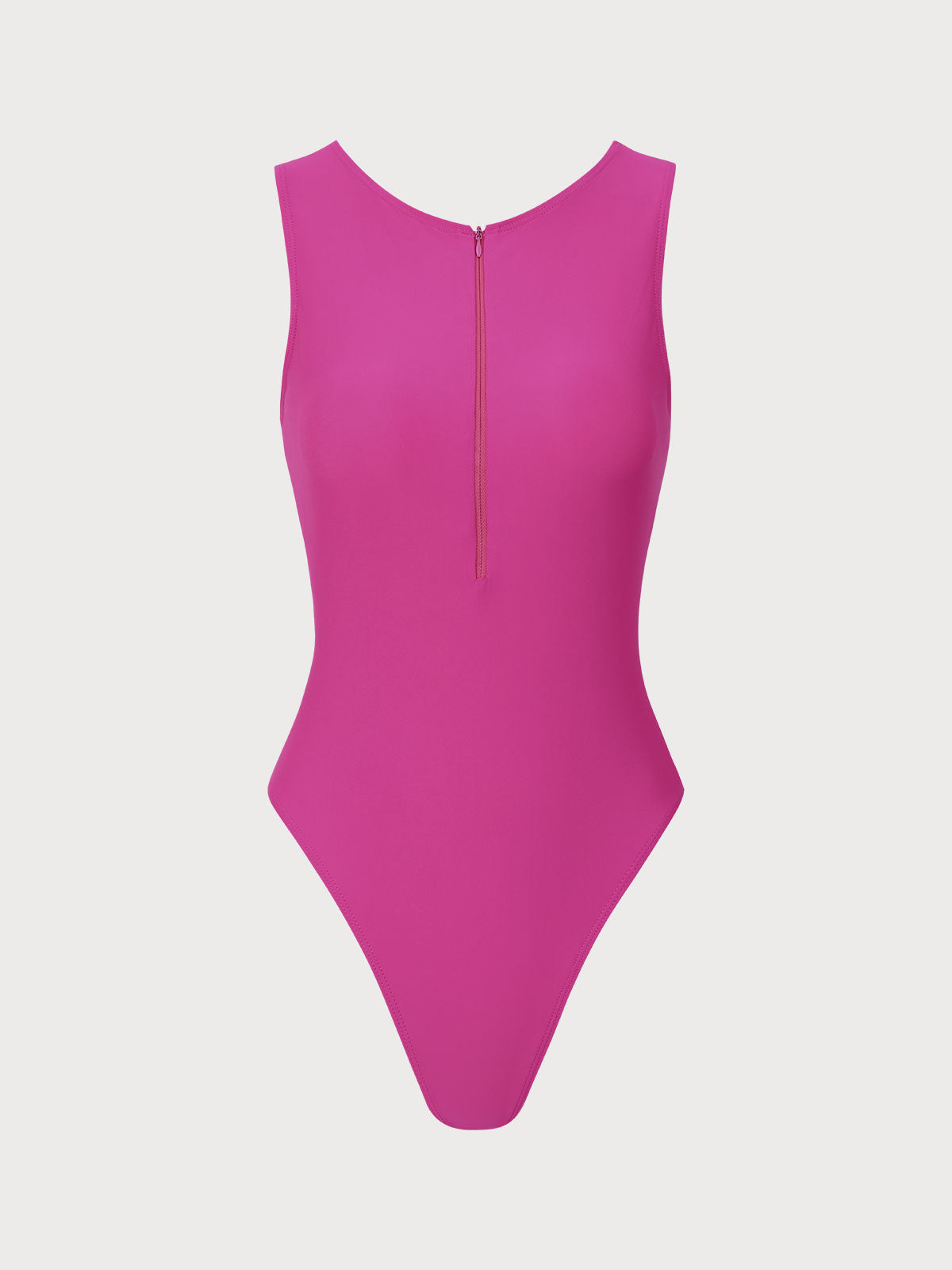 Women'S Nylon Knit Zipper One-Piece Swimsuit Rose Red One-Pieces - SAMIOLSWIM