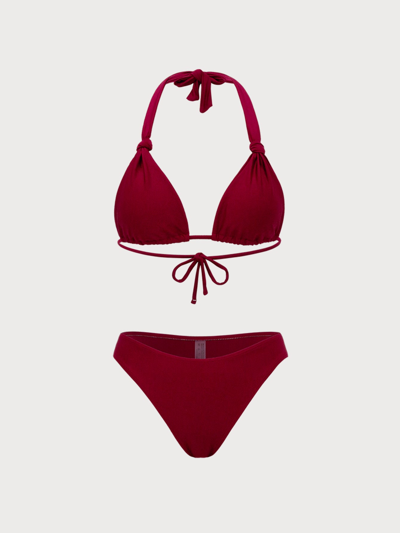 Women'S Nylon Knitted Twist Bikini Set Burgundy Bikinis - SAMIOLSWIM