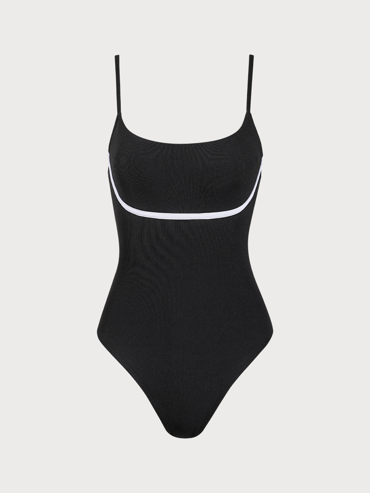 Black Contrasting One Piece Swimsuit