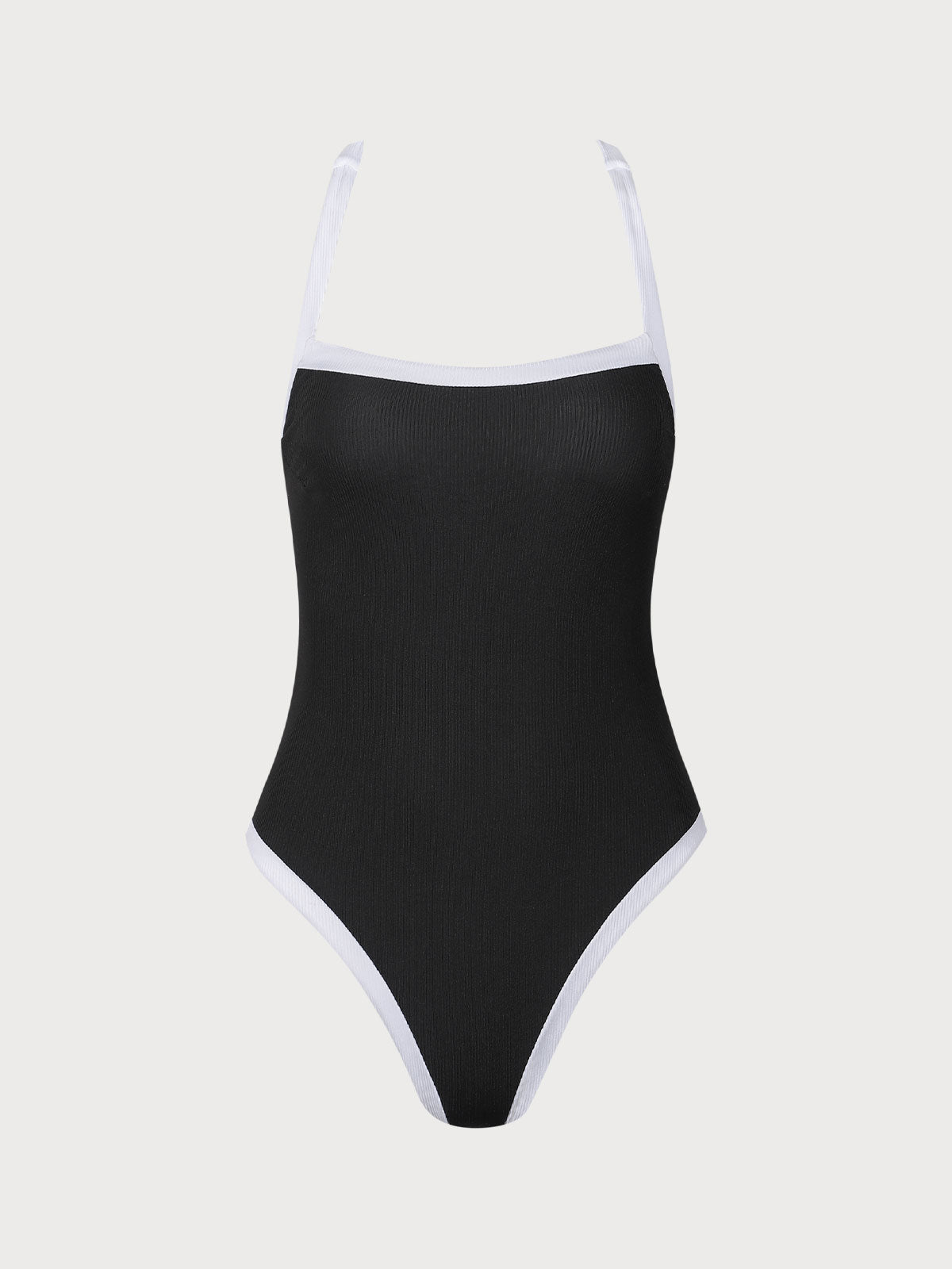 Women'S Polyester Knit Contrast Color Reversible One-Piece Swimsuit Black One-Pieces - SAMIOLSWIM