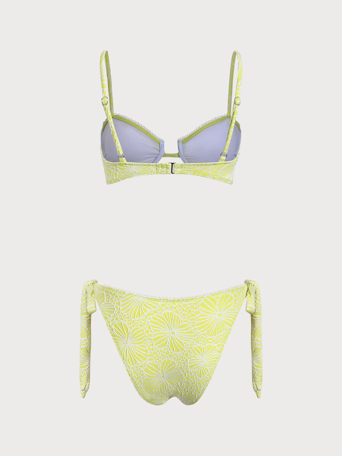 Yellow Jacquard Underwire Bikini Set