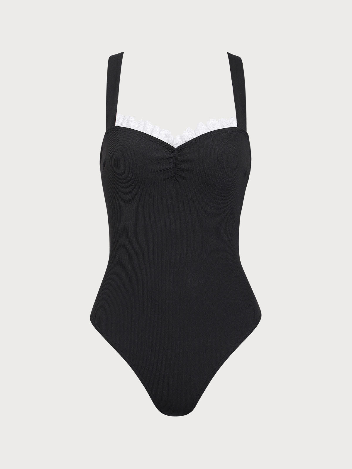 Black Contrasting Criss-cross One-Piece Swimsuit