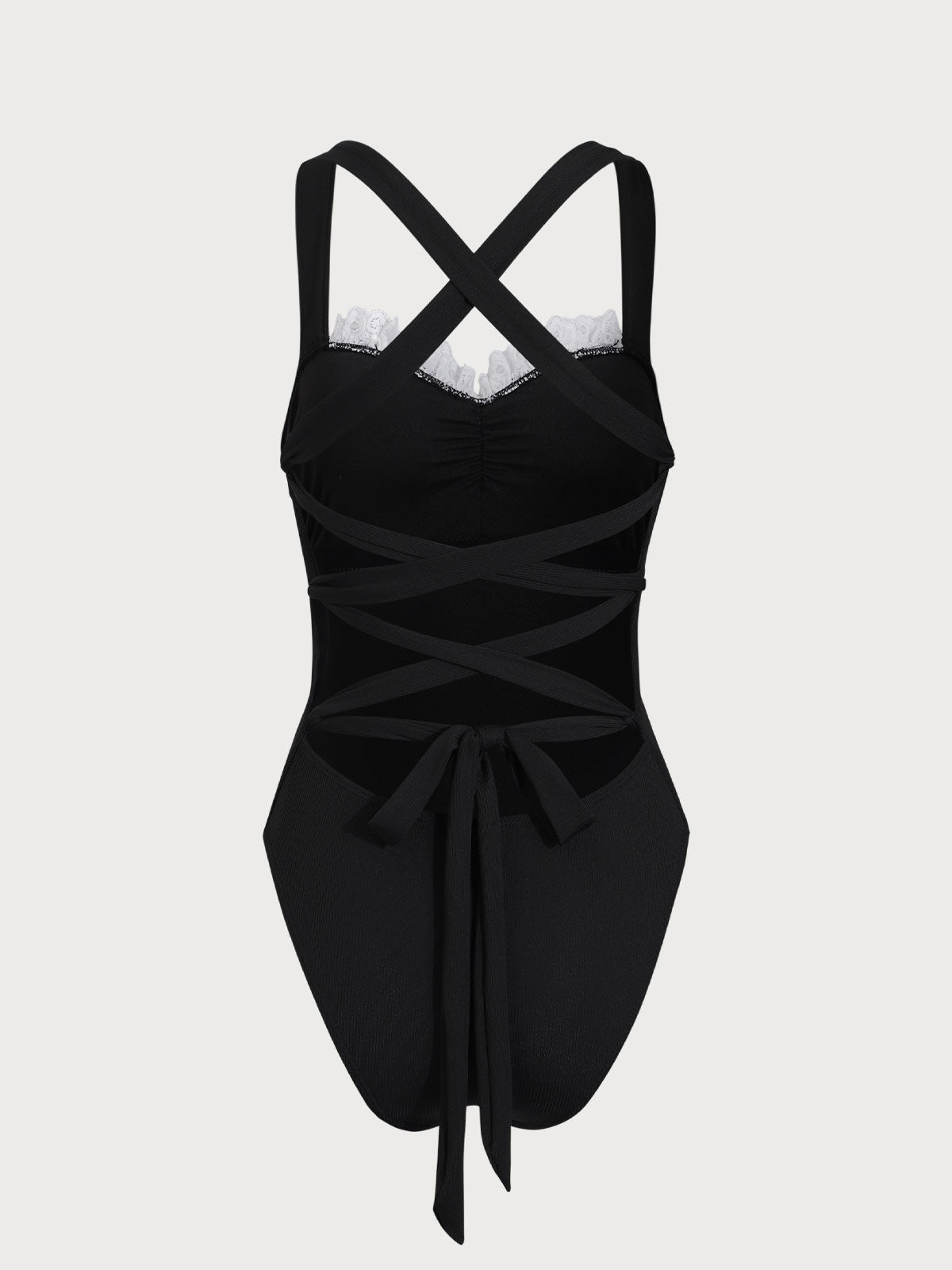 Black Contrasting Criss-cross One-Piece Swimsuit