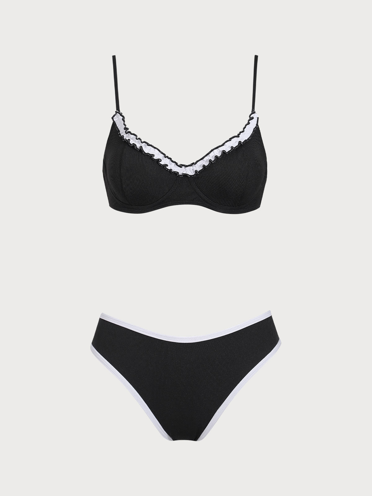 Black Contrasting Underwire Bikini Set