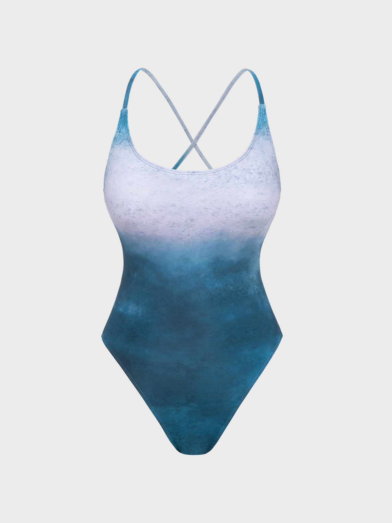 Women'S Polyester Knit Gradient One-Piece Swimsuit Blue One-Pieces - SAMIOLSWIM