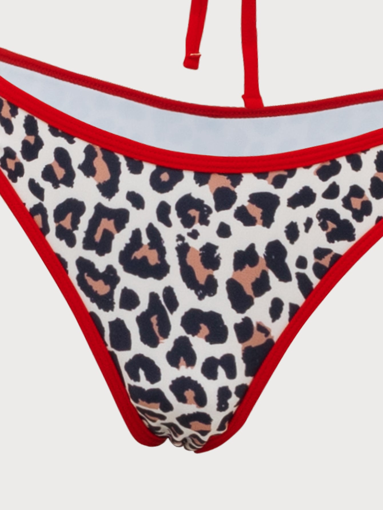 Women'S Polyester Knit Leopard Print Contrast Bikini Set Bikinis - SAMIOLSWIM