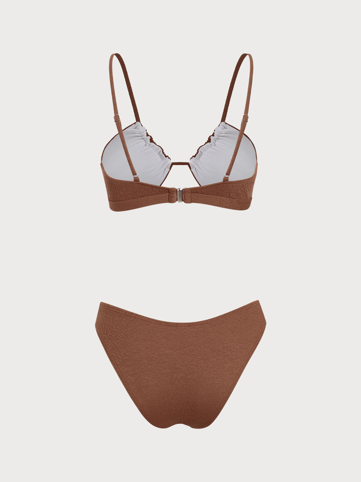 Brown Textured Cut-out Bikini Set