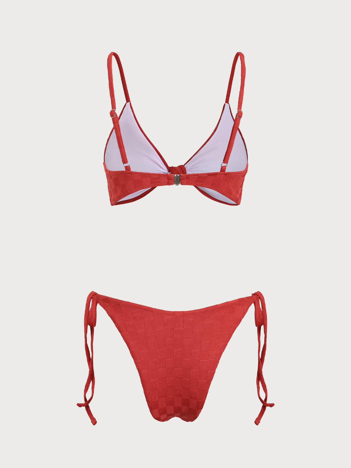 Red U Neck Twist Bikini Set