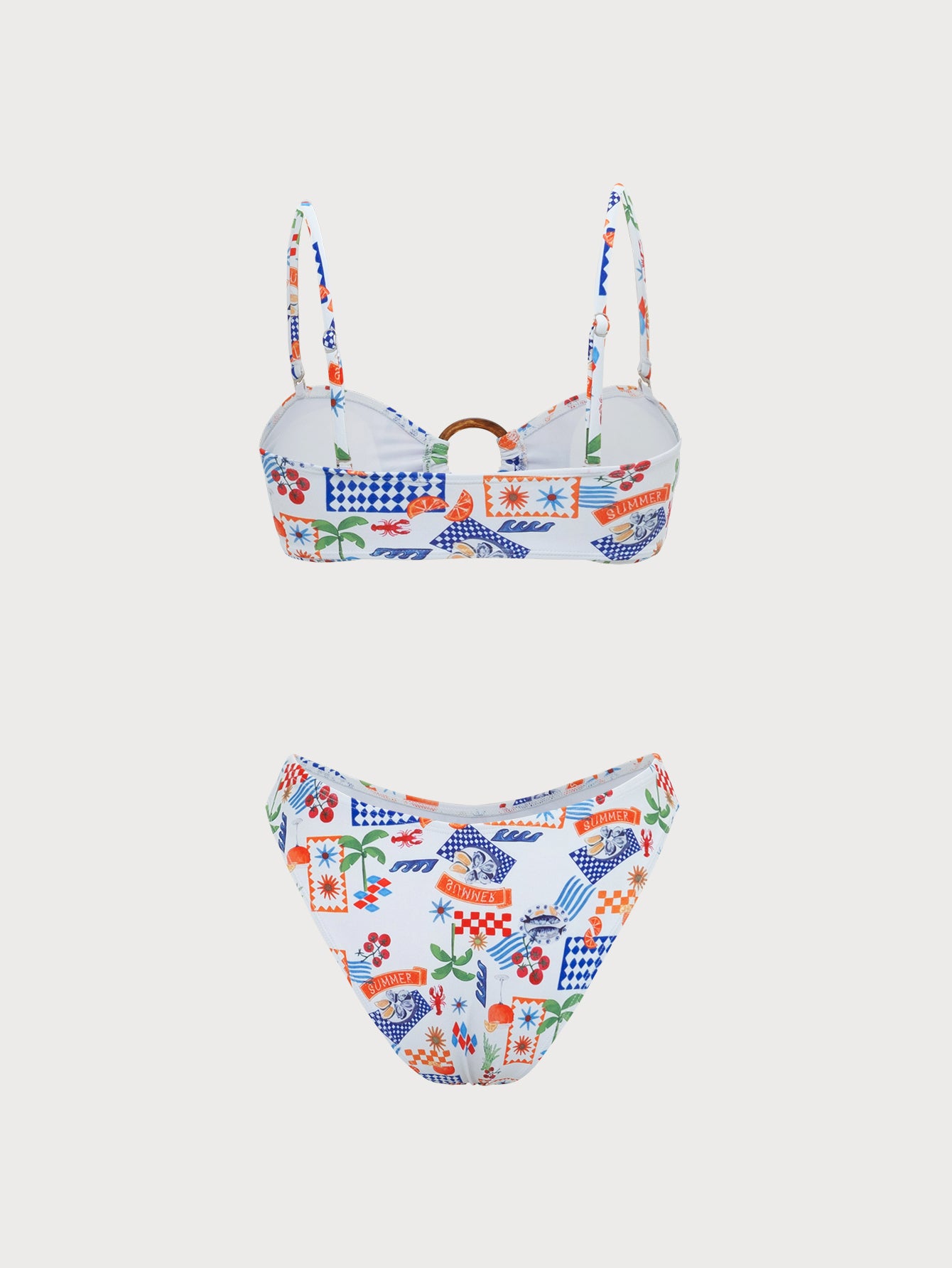 Women'S Polyester Knit Printed O-Ring Bikini Set Bikinis - SAMIOLSWIM