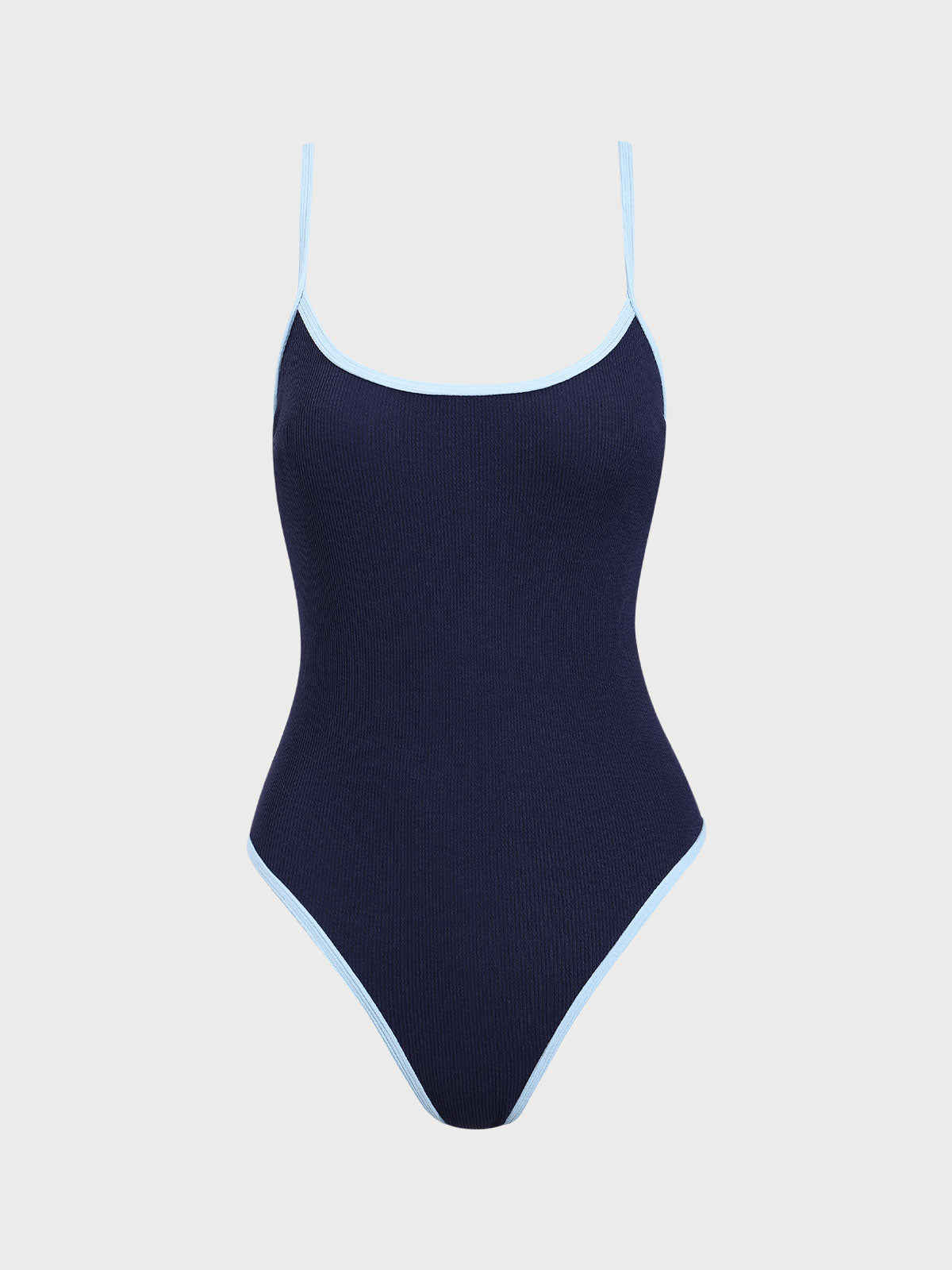 Blue Contrasting Criss-cross One-Piece Swimsuit