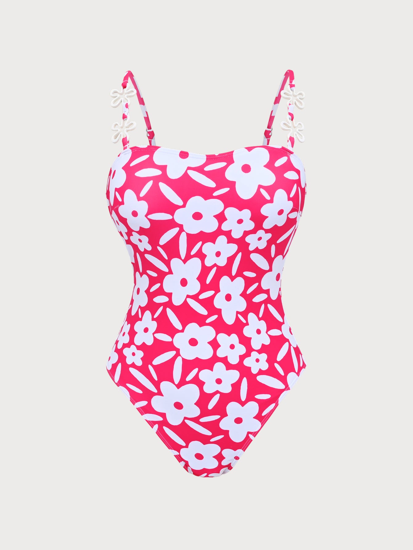 Women'S Polyester Knitted Hollow Flower One-Piece Swimsuit Pink One-Pieces - SAMIOLSWIM