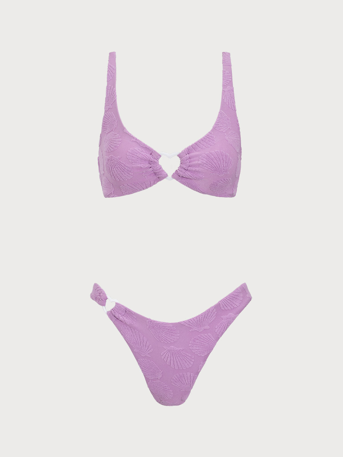 Women'S Polyester Knitted Jacquard Hoop Bikini Set Purple Bikinis - SAMIOLSWIM