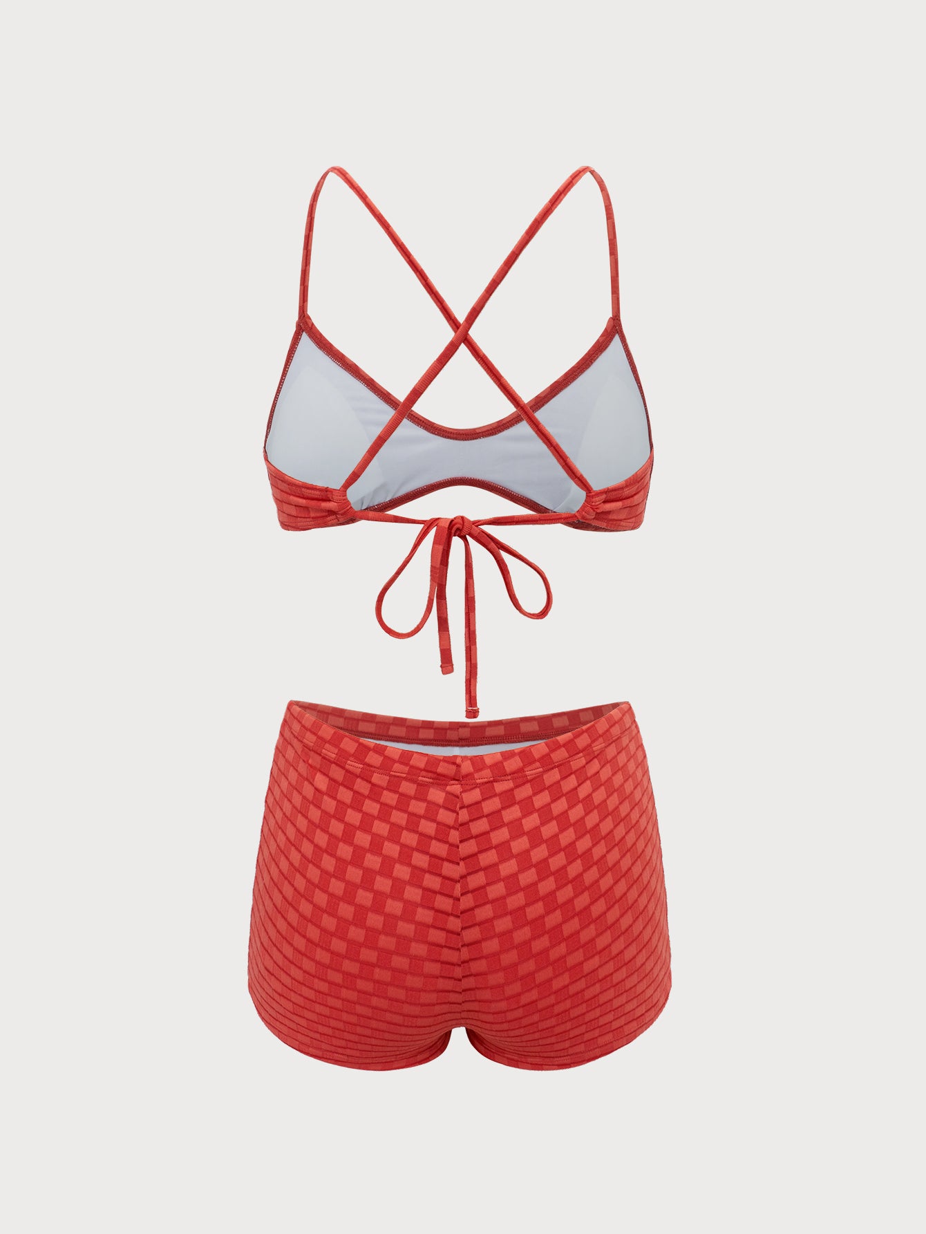 Women'S Polyester Knitted Jacquard Shorts Bikini Set Bikinis - SAMIOLSWIM