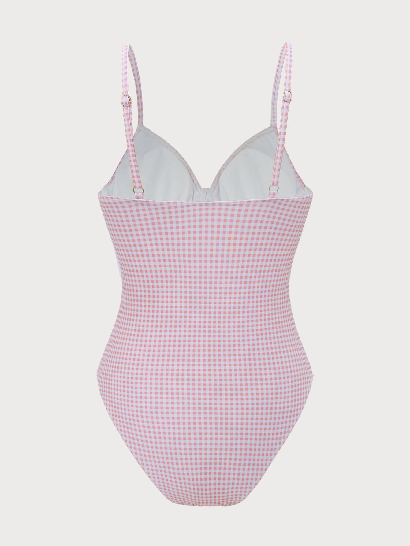 Pink Plaid Lace One-Piece Swimsuit