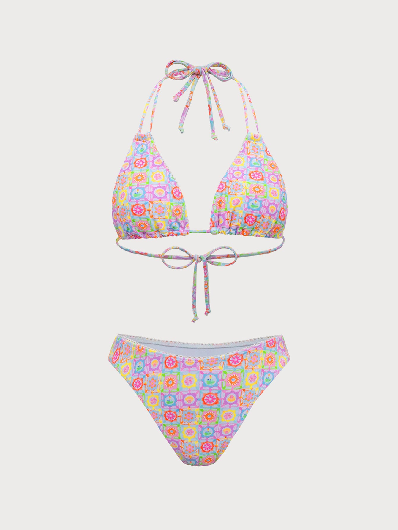 Women'S Polyester Knitted Multi-Color Printed Bikini Set Multi Bikinis - SAMIOLSWIM