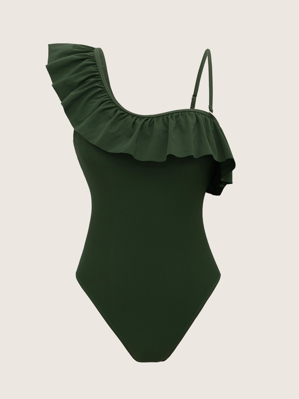 Green One-Shoulder One-Piece Swimsuit