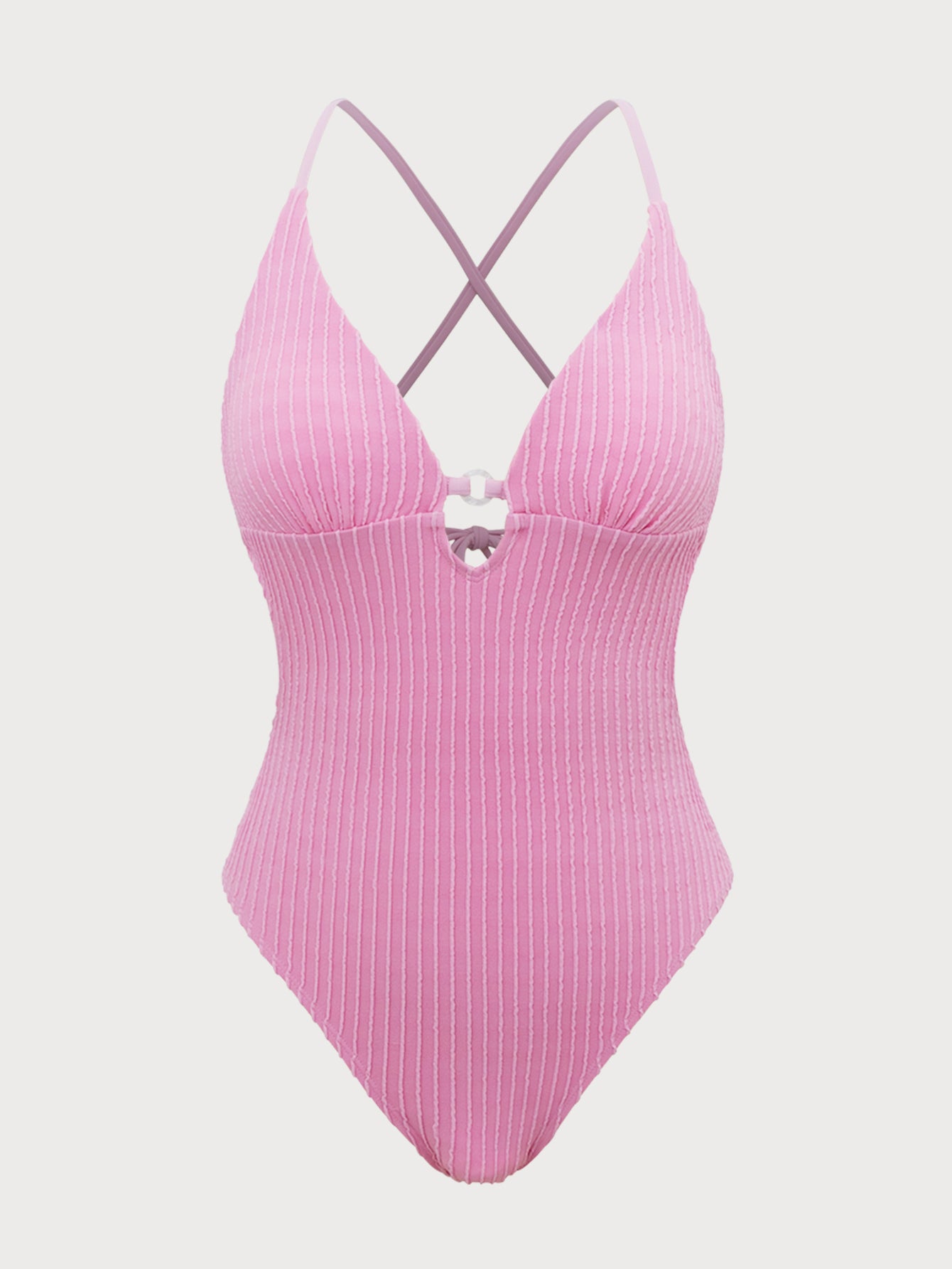 Women'S Polyester Knitted Wave Cutout One-Piece Swimsuit One-Pieces - SAMIOLSWIM