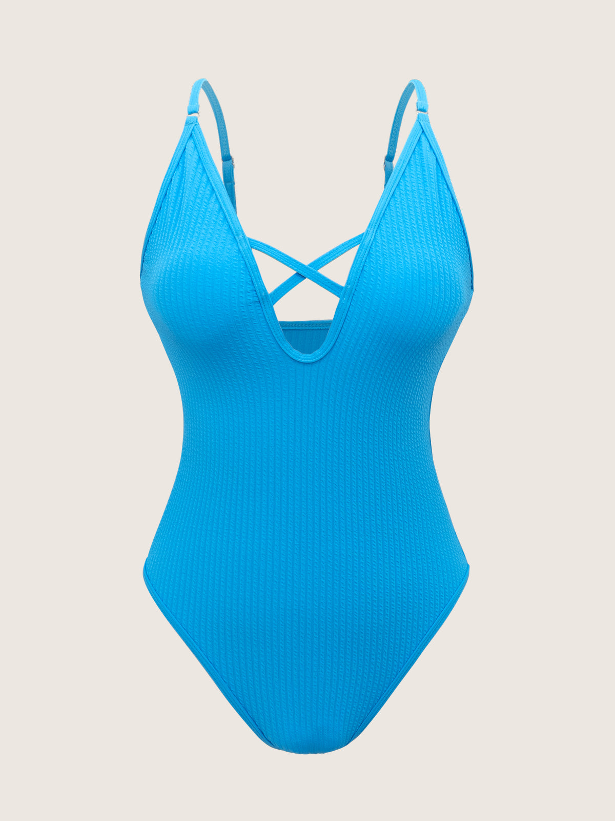 Blue Criss-cross One-Piece Swimsuit