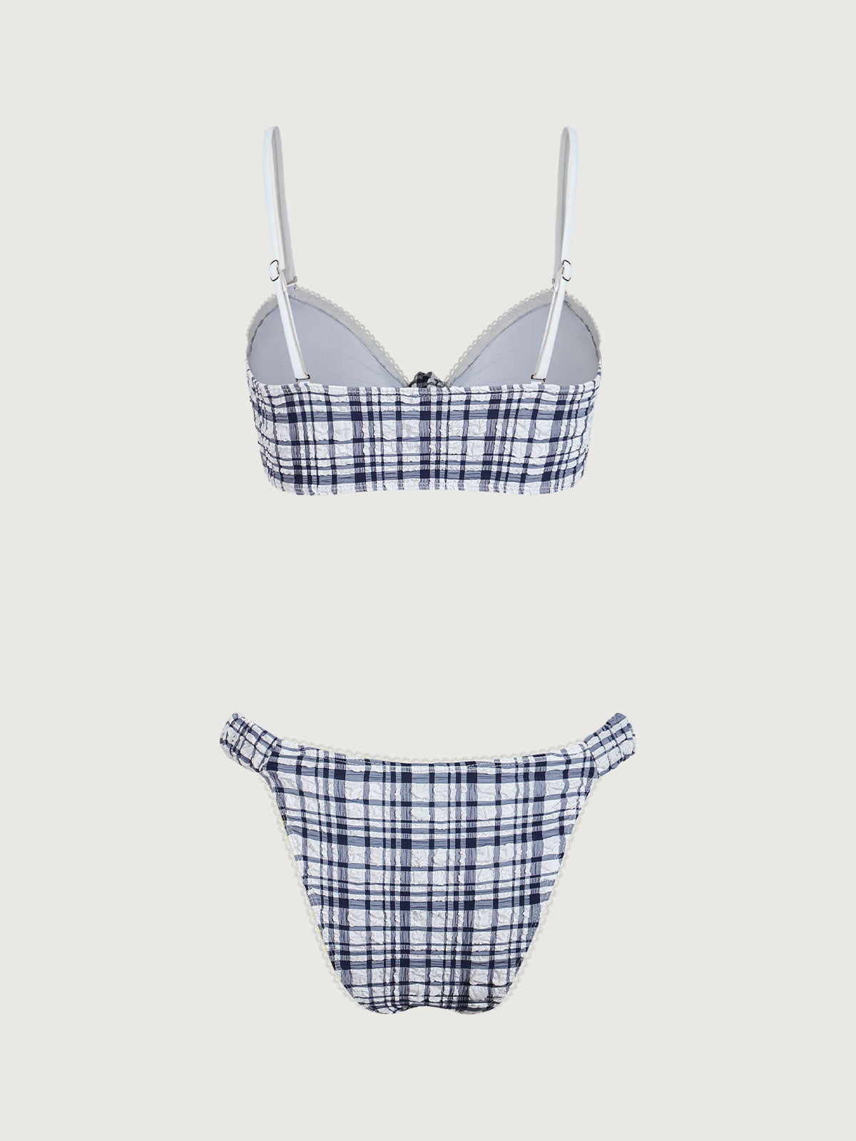 Blue Plaid Twist Bikini Set