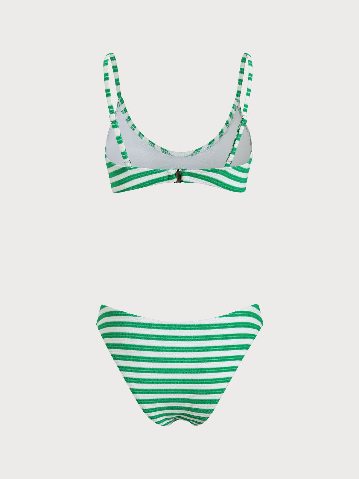 Green Striped Triangle Bikini Set