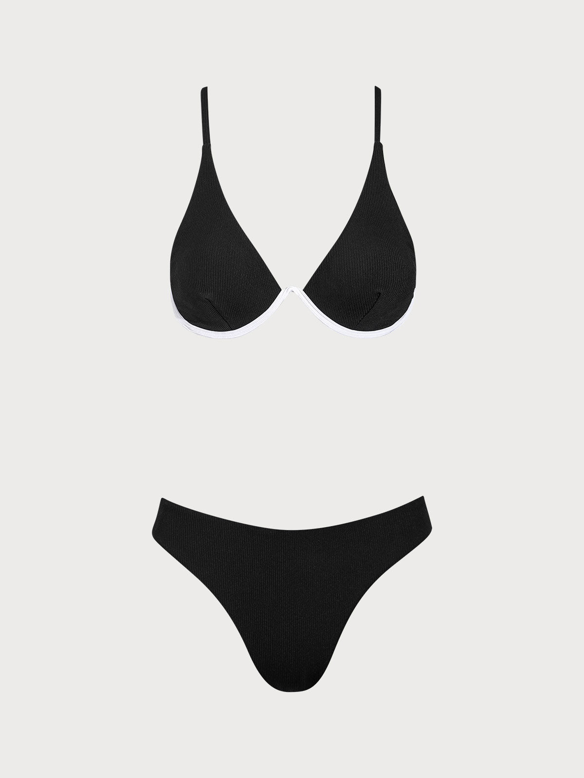 Black Contrast Underwire Bikini Sets